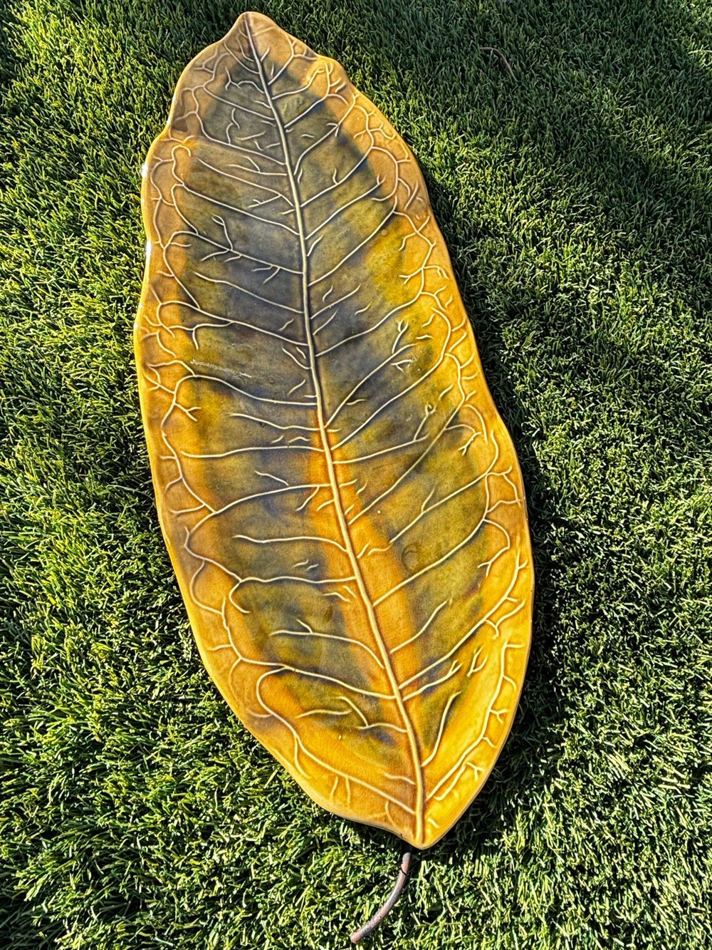 Yellow Leaf ceramic tray decor